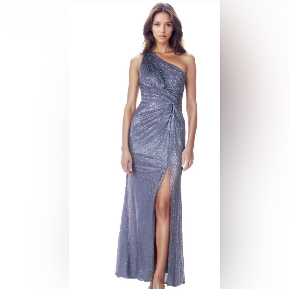 Elegant One Shoulder Metallic Dress